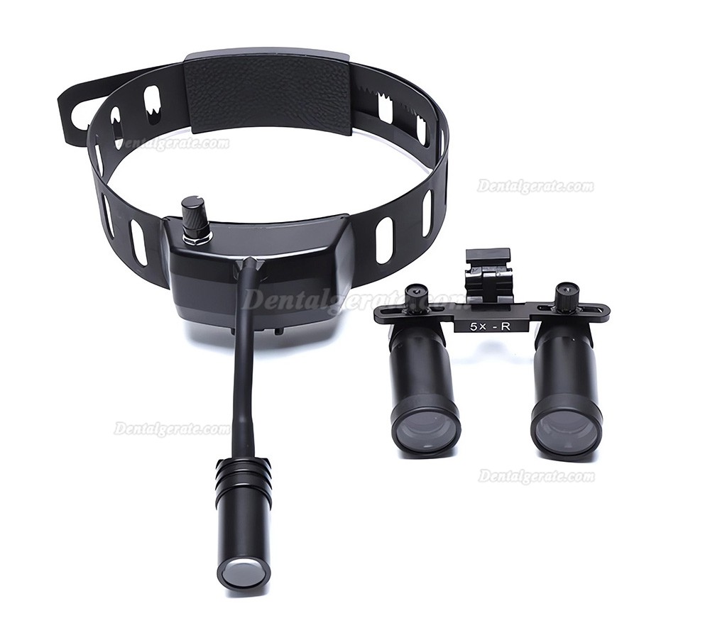 YUYO DY-005 5-fache Dental Lupenbrille + 3 W kabelloses LED-Licht f&uuml;r Lupenbrille